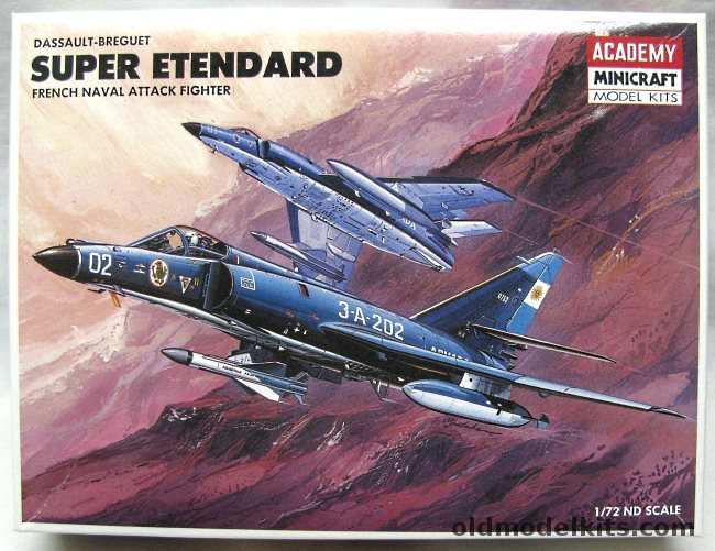 Minicraft 1/72 Super Etendard with Exocet - Argentina 2a Escuadrilla De Caza Y Ataque Naval- Malvinas (Falklands) Conflict or French Navy Carrier Clemenceau, 1602 plastic model kit